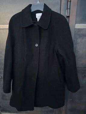 East 5th Black Wool-Blend Single-Button Pea Coat